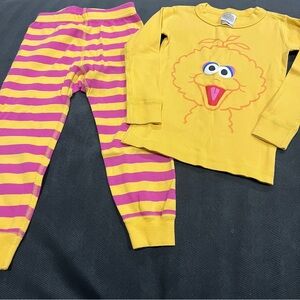 Hanna Andersson Sesame Street Yellow and Pink Big Bird Pajamas